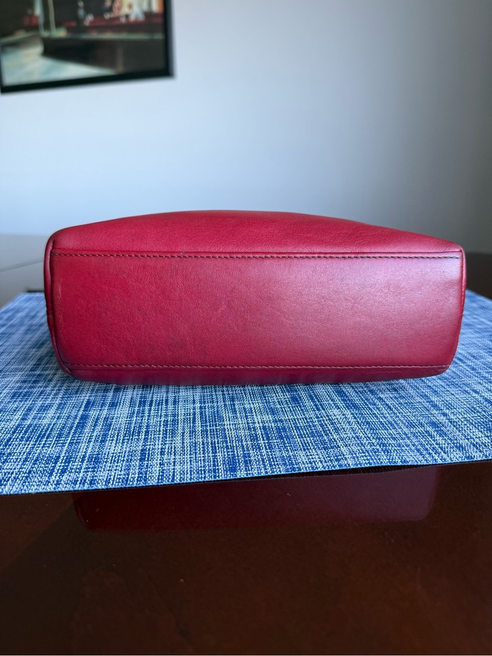 Red Vintage Coach 9136 Legacy Small Pocket Zip Leather Bag - Picture 11 of 16
